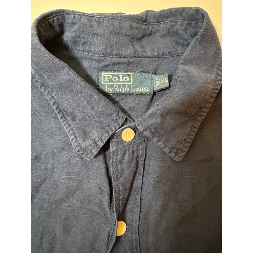 Polo Ralph Lauren Double Pocket 100% Linen Button Down Shirt | Blue | XL - Picture 2 of 5